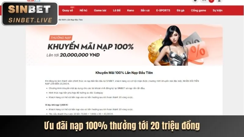 Thưởng nạp lần đầu 55win